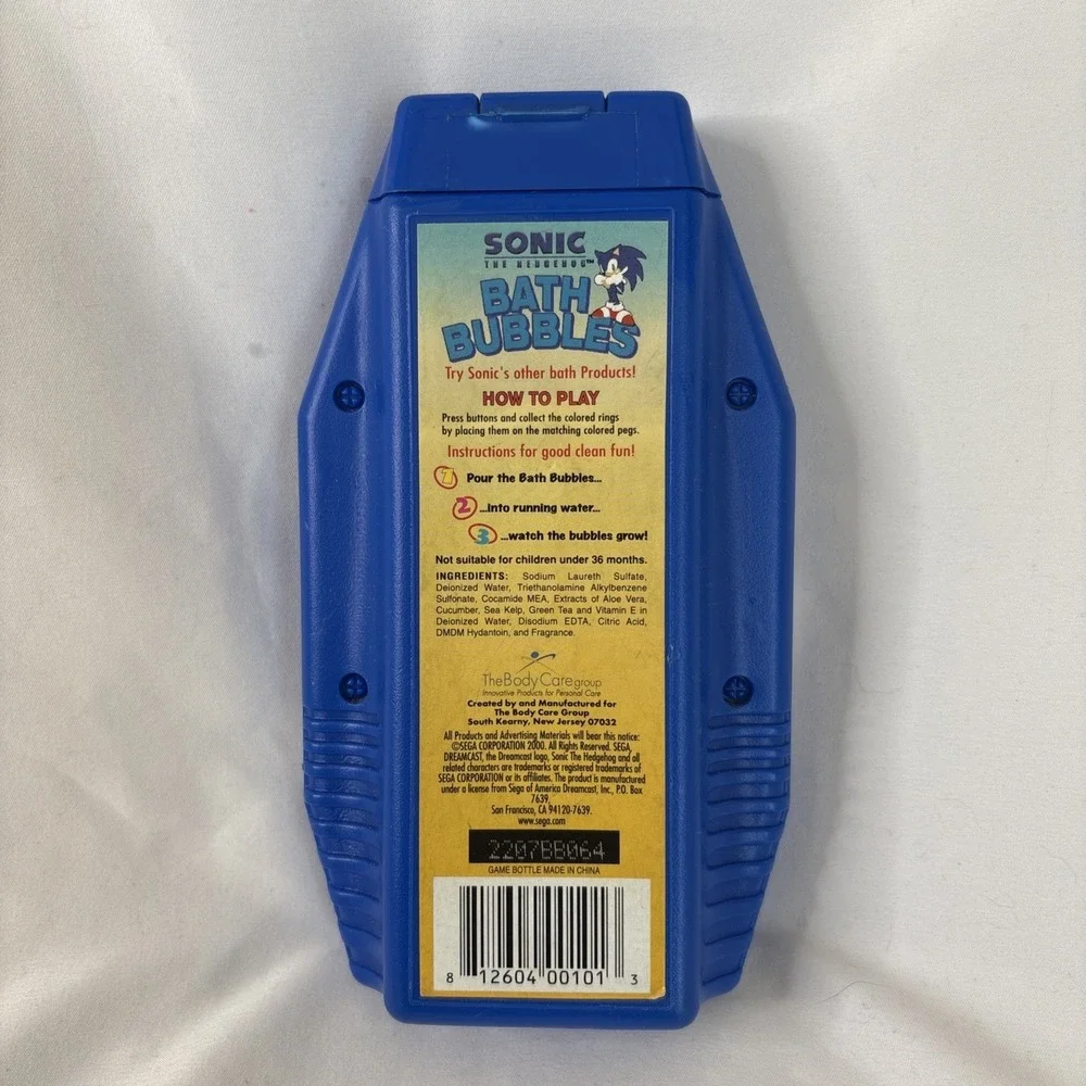 Vtg Sonic The Hedgehog Bath Bubbles Handheld Game SEGA 10 Oz‎ Blue Used